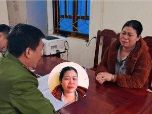 Bà Trùm Vi Thị Quỳnh tại cơ quan công an