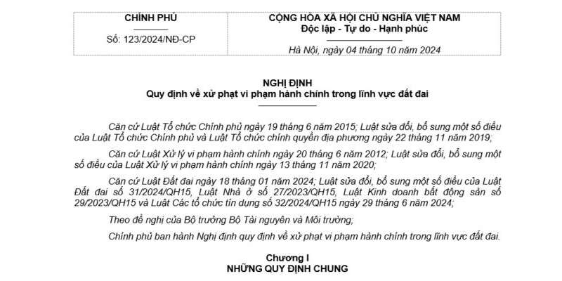 Nghị định 123/2024/NĐ-CP xử phạt hành chính về đất đai